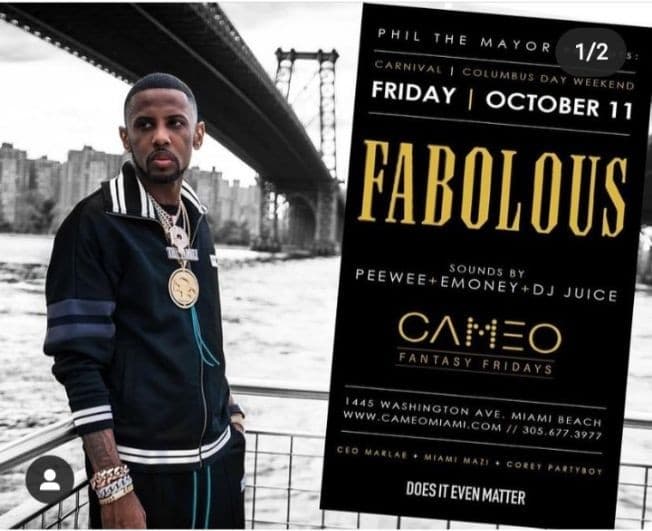 Event - Columbus Day/ Carnival Weekend Fabolous Live At Cameo Nightclub - Miami Beach, Florida - October 11, 2019 | concert tickets