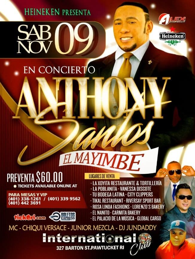 Event - Anthony Santos en Rhode Island - Pawtucket, Rhode Island - November 9, 2019 | concert tickets