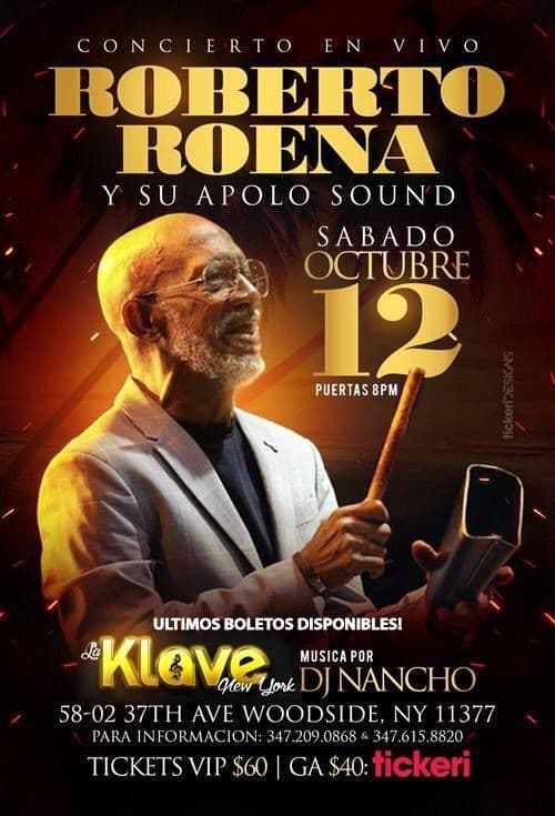 Event - Roberto Roena  y Su Apolo Sound En Queens, NY - Queens, New York - October 12, 2019 | concert tickets