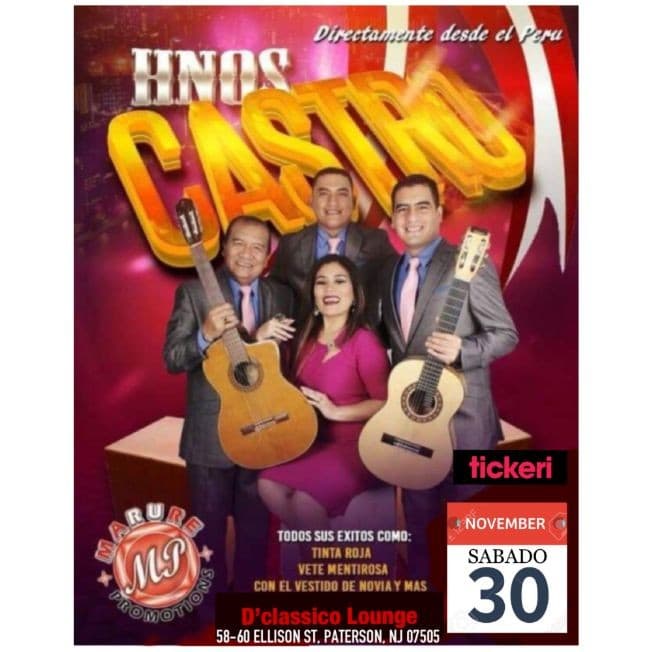 Event - LOS HERMANOS CASTRO EN NEW JERSEY - Paterson, New Jersey - November 30, 2019 | concert tickets