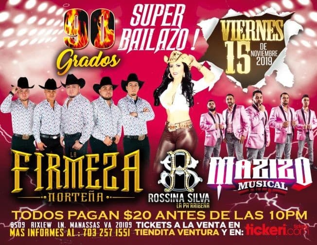 Event - Firmeza Norteña, Rossina Silva & Mazizo Musical en Manassas,VA - Manassas, Virginia - November 15, 2019 | concert tickets