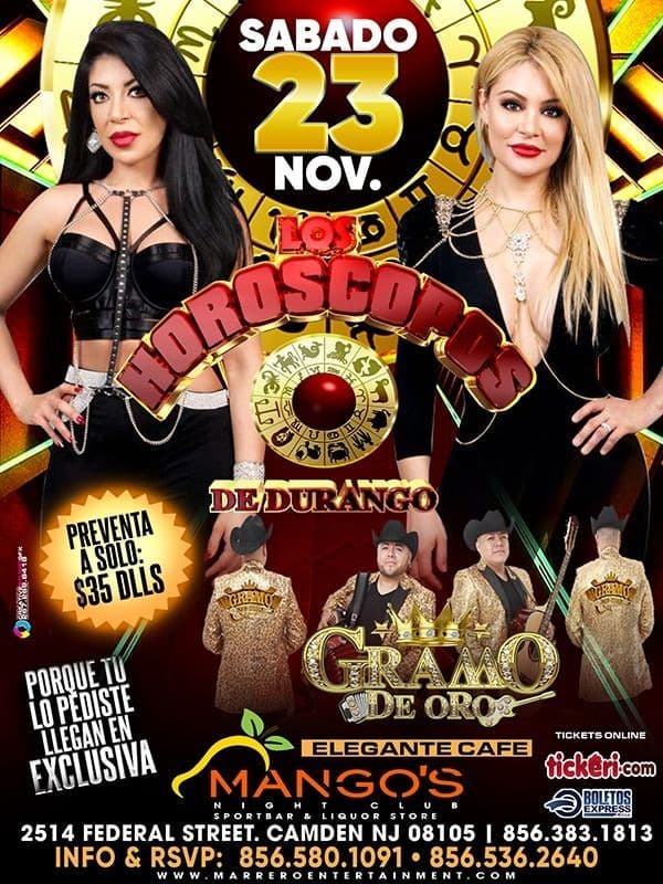 Event - Los Horoscopos de Durango y Gramo de Oro en Vivo! - Camden, New Jersey - November 23, 2019 | concert tickets