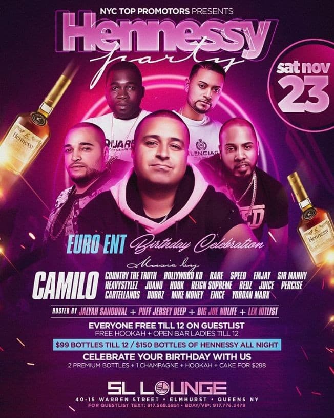 Event - Hennessy Party DJ Camilo Live At SL Lounge - Queens, New York - November 23, 2019 | concert tickets