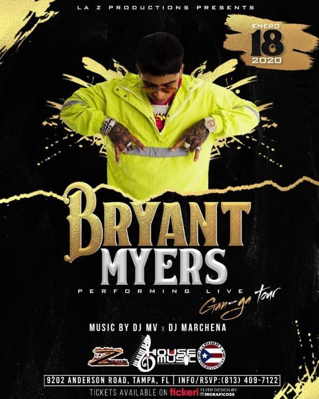 Event - Bryant Myers LIVE - Tampa, Florida - January 18, 2020 | concert tickets