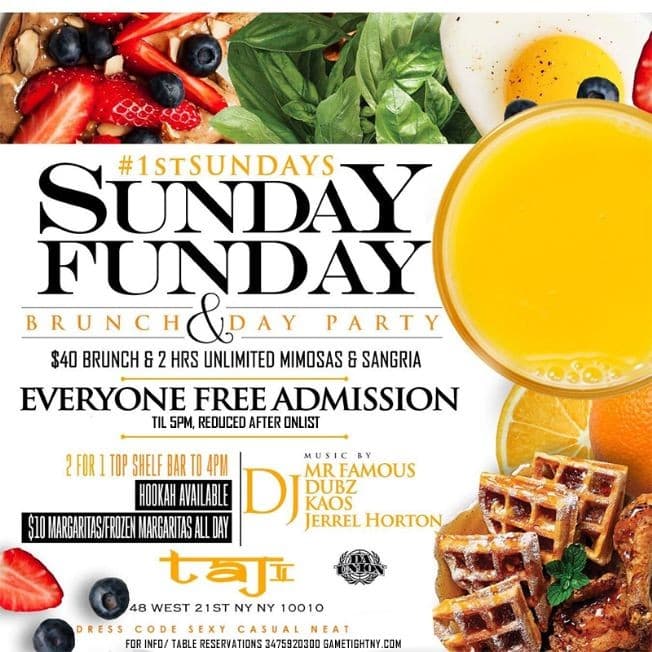 Event - Taj Lounge NYC Hip Hop vs. Reggae™ Sunday Funday Brunch Party - New York, New York - January 5, 2020 | concert tickets