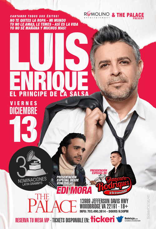 Event - Luis Enrique El Principe de la Salsa en Vivo! - Woodbridge, Virginia - December 13, 2019 | concert tickets