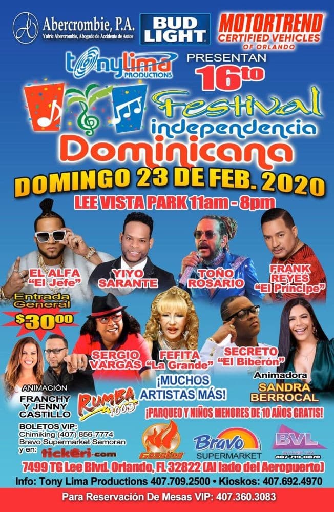 Event - 16to Festival Independencia Dominicana En Orlando,FL - Orlando, Florida - February 23, 2020 | concert tickets