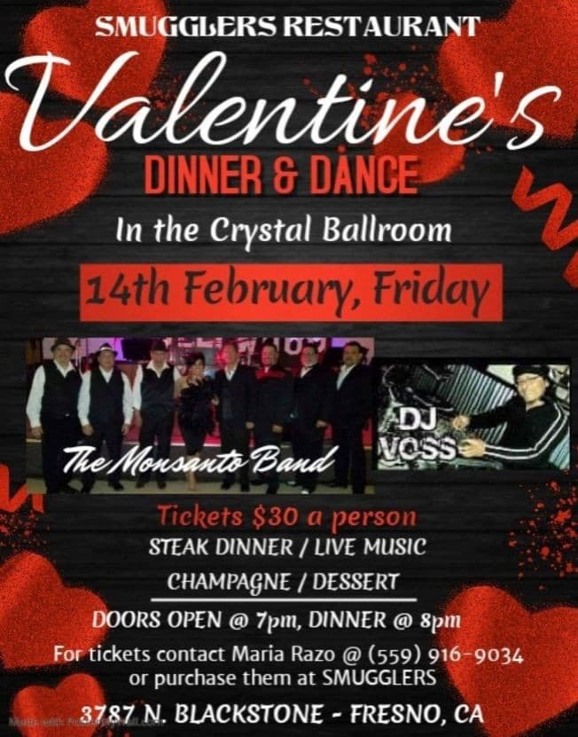 Event - Valentine´s Dinner & Dance En Fresno,CA - Fresno, California - February 14, 2020 | concert tickets