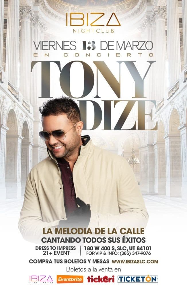 Event - Tony Dize en Concierto! - Salt Lake City, Utah - 13 de marzo de 2020 | concert tickets