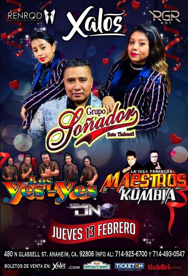 Event - Grupo Sonador, Los Yes - Yes, Maestros Kumbia en Concierto en Anaheim,CA - Anaheim, California - February 13, 2020 | concert tickets