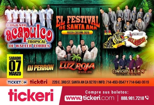 Event - Fiesta Costeña 2020 Con La Furia Oaxaqueña y Mas En Santa Ana,CA - Santa Ana, California - March 7, 2020 | concert tickets