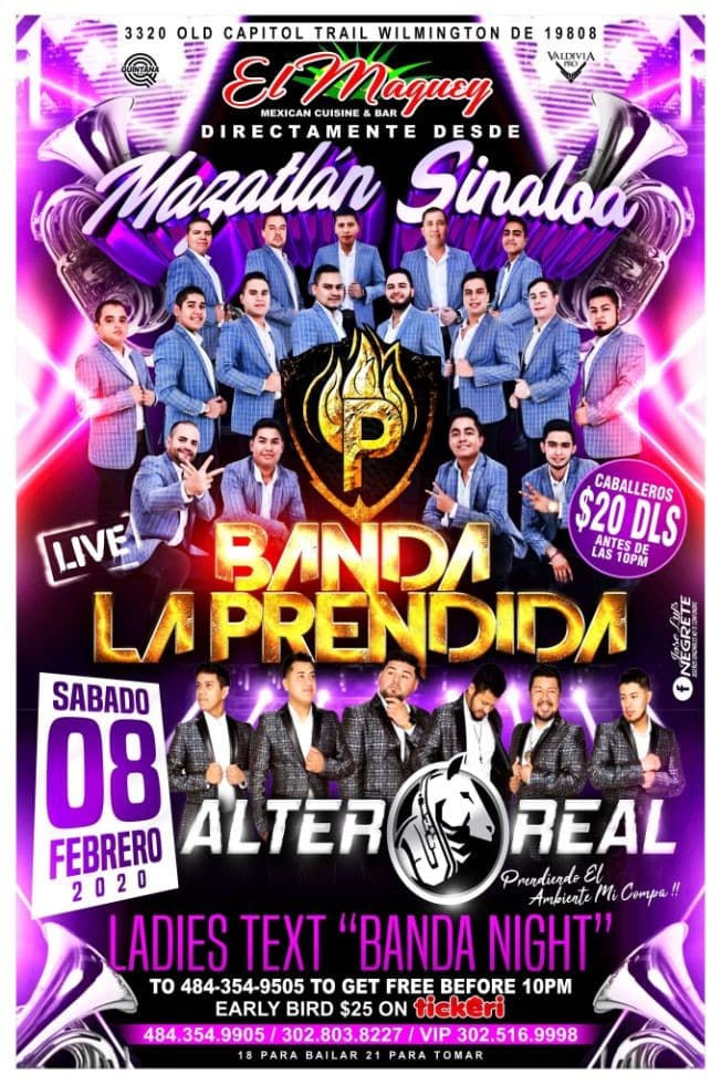 Event - BANDA LA PRENDIDA GRUPO ALTER REAL - Wilmington, Delaware - February 8, 2020 | concert tickets