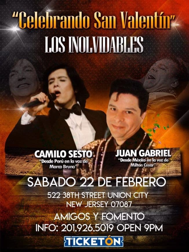 Event - Tributo Camilo Sesto y Juan Gabriel En Union City,NJ - Union City, New Jersey - February 22, 2020 | concert tickets