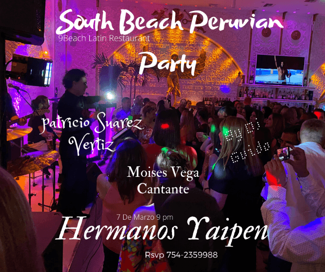 Event - South Beach Peruvian Party !! - Miami Beach, Florida - 7 de marzo de 2020 | concert tickets