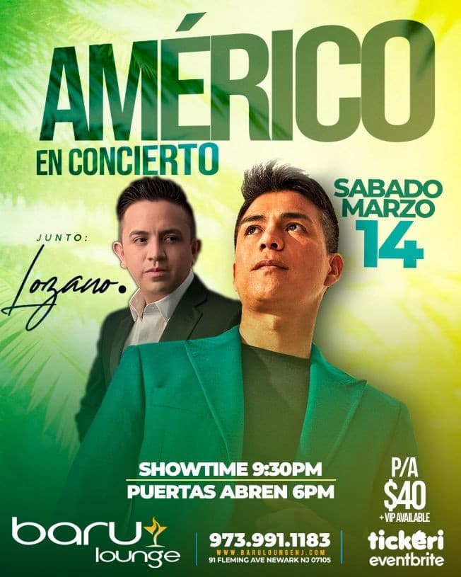 Event - Americo En Concierto En Newark, NJ POSTPONED - Newark, New Jersey - March 14, 2020 | concert tickets