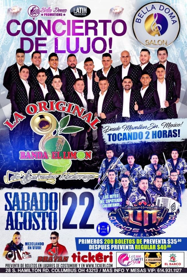 Event - La Original Banda Limon y Latinos Musical de Mexico - Columbus, Ohio - August 22, 2020 | concert tickets