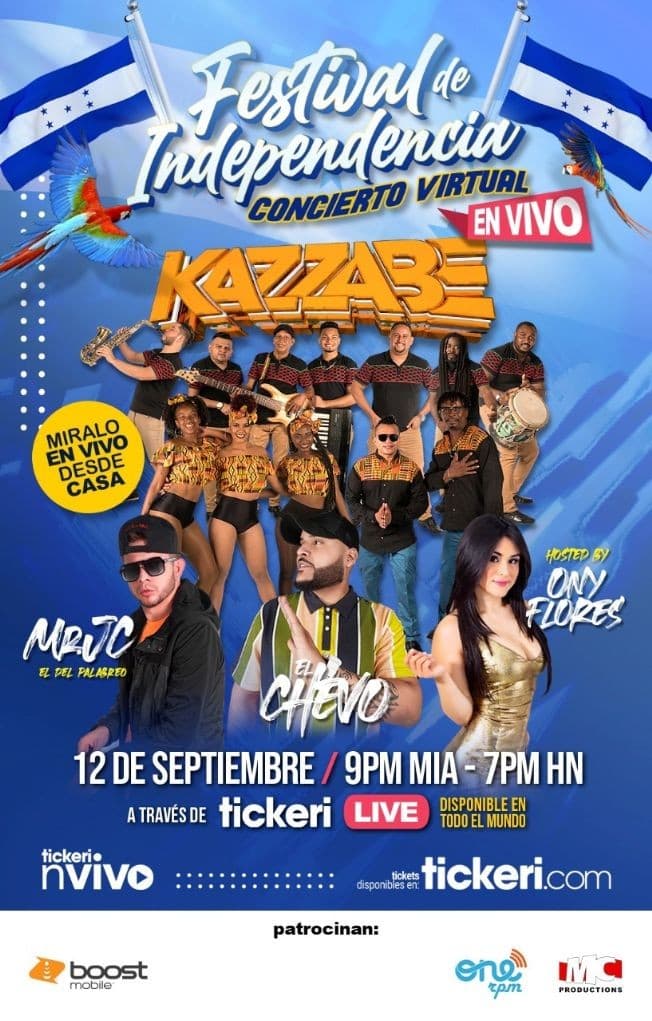 Event - Grupo Kazzabe, El Chevo, Mr JC y Ony Flores en Concierto Virtual en Vivo! - Online, Online - September 12, 2020 | concert tickets