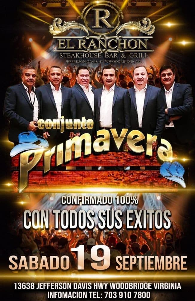 Event - Conjunto Primavera en Vivo en El Ranchon de Woodbridge! - Woodbridge, Virginia - September 19, 2020 | concert tickets