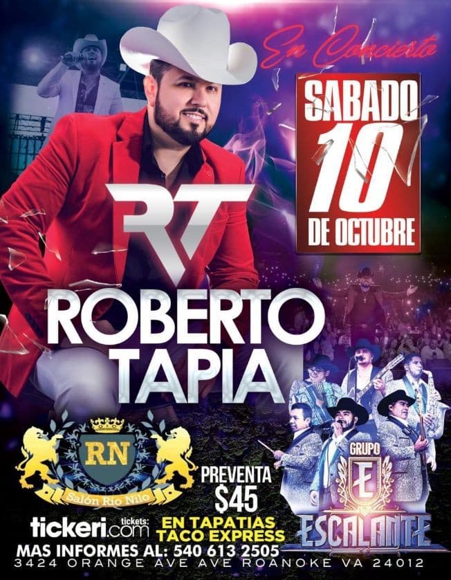 Event - Roberto Tapia y Grupo Escalante en Vivo! - Roanoke, Virginia - October 10, 2020 | concert tickets