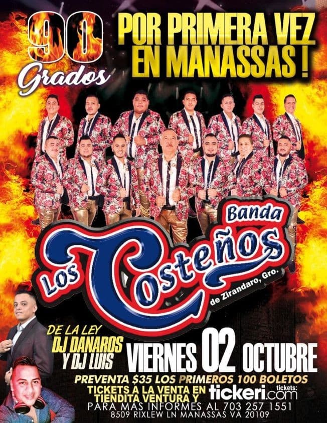 Event - Por primera vez en Manassas: Banda Los Costeños en Vivo! - Manassas, Virginia - October 2, 2020 | concert tickets