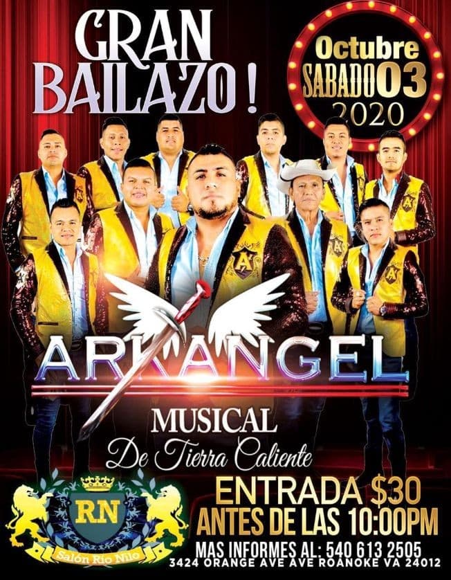 Event - Gran Bailazo con Arkangel Musical de Tierra Caliente en Vivo! - Roanoke, Virginia - October 3, 2020 | concert tickets