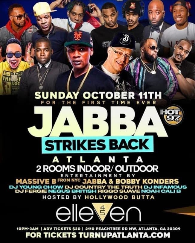 Event - Jabba Strikes Back Columbus Day Weekend At Elleven - Atlanta, Georgia - October 11, 2020 | concert tickets