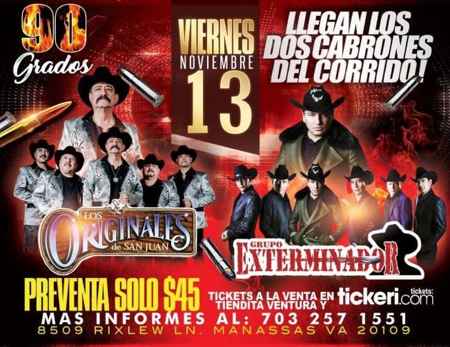 Event - Los Originales de San Juan y Grupo Exterminador en Vivo! - Manassas, Virginia - November 13, 2020 | concert tickets