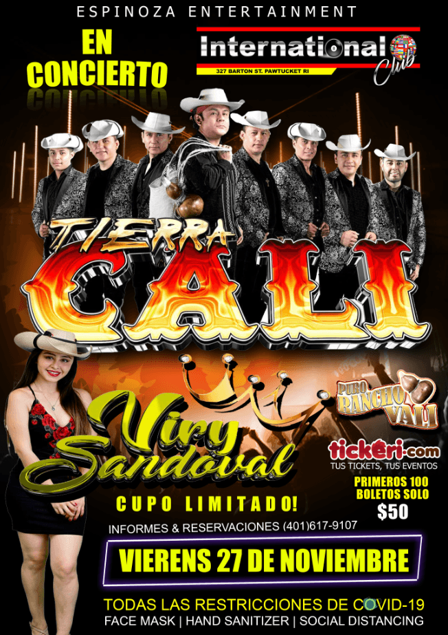 Event - Tierra Cali & Viry Sandoval en Pawtuket, RI - Pawtucket, Rhode Island - November 27, 2020 | concert tickets