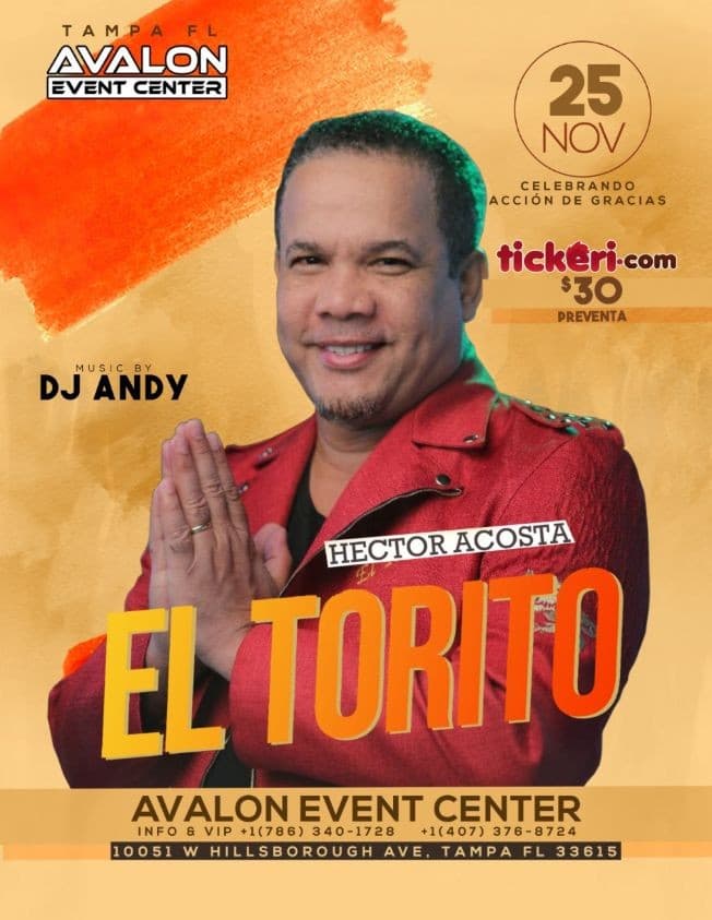 Event - HECTOR ACOSTA EL TORITO - Tampa, Florida - November 25, 2020 | concert tickets