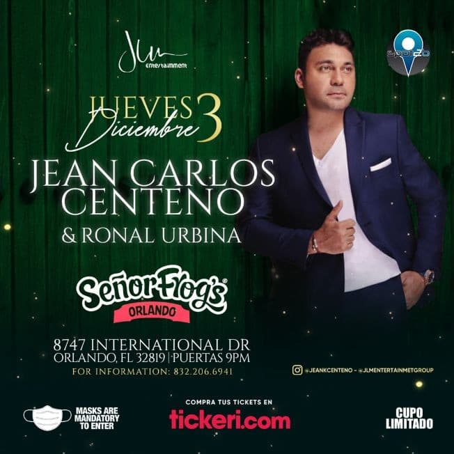 Event - Jean Carlos Centeno en Orlando - Orlando, Florida - December 3, 2020 | concert tickets