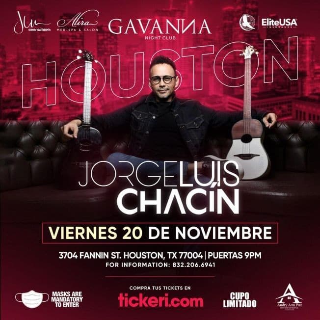 Event - Jorge Luis Chacin en Concierto! NEW DATE! NOW FRIDAY! - Houston, Texas - November 20, 2020 | concert tickets