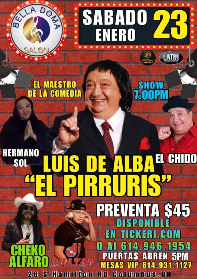 Event - Noche de Comedia con Luis de ALBA 'EL PIRRURIS' - Columbus, Ohio - January 23, 2021 | concert tickets