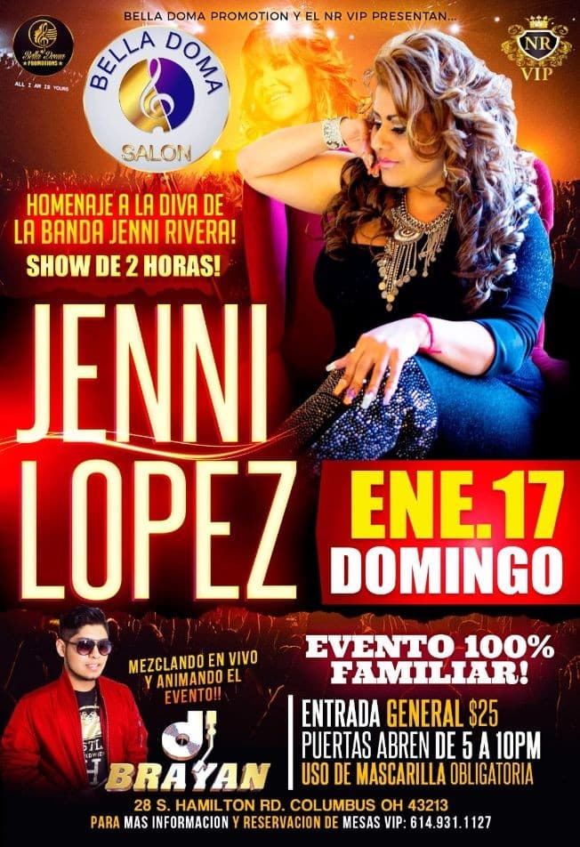 Event - Homenaje a la Diva Jenni Rivera por Jenni Lopez en Vivo! - Columbus, Ohio - January 17, 2021 | concert tickets