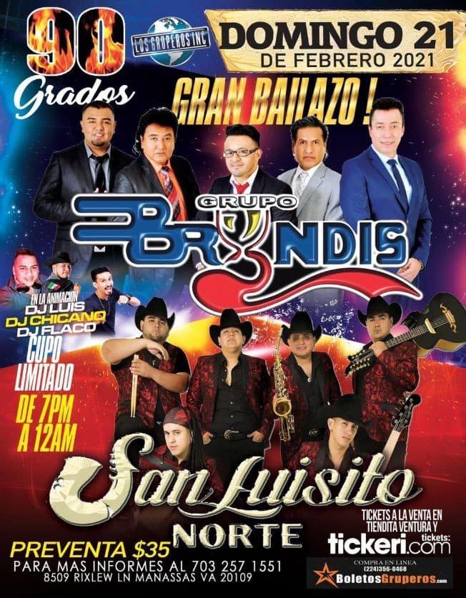 Event - Grupo Bryndis y San Luisito Norte en Vivo en Virginia! - Manassas, Virginia - February 21, 2021 | concert tickets