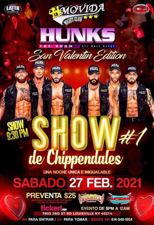 Event - HUNKS AT LA MOVIDA NIGHT CLUB - Louisville, Kentucky - February 27, 2021 | concert tickets