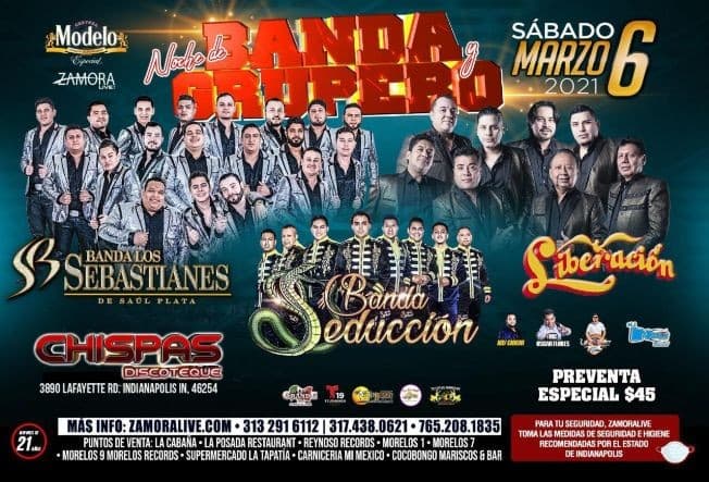 Event - Banda Los Sebastianes, Banda Seduccion y Grupo Liberacion en Vivo! - Indianapolis, Indiana - March 6, 2021 | concert tickets