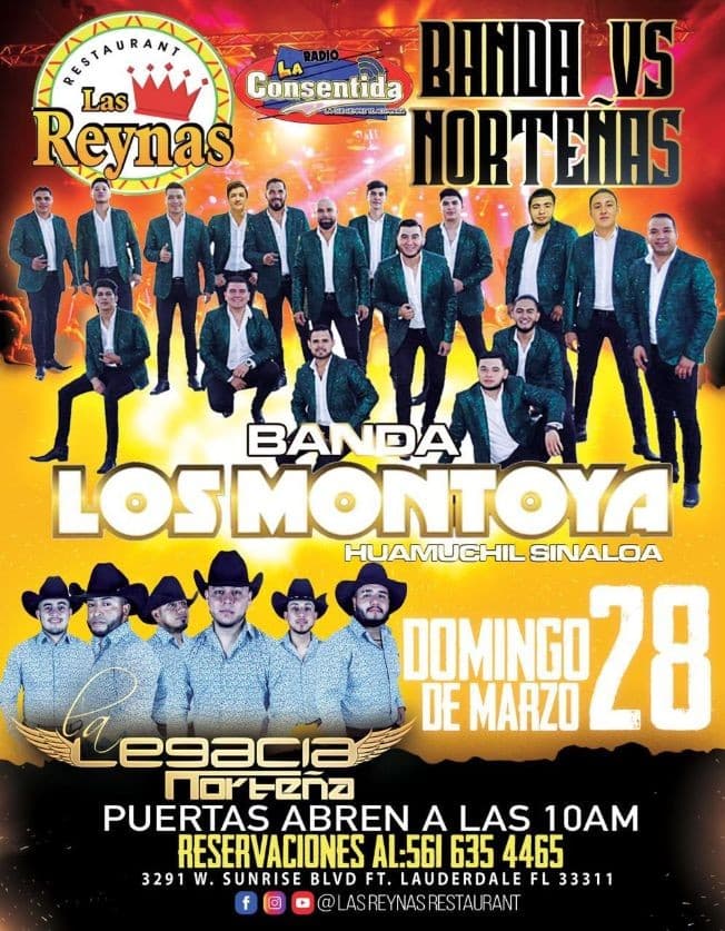 Event - Bandas vs Norteñas con Banda Los Montoya y Legacia Norteña en Vivo! - Fort Lauderdale, Florida - March 28, 2021 | concert tickets