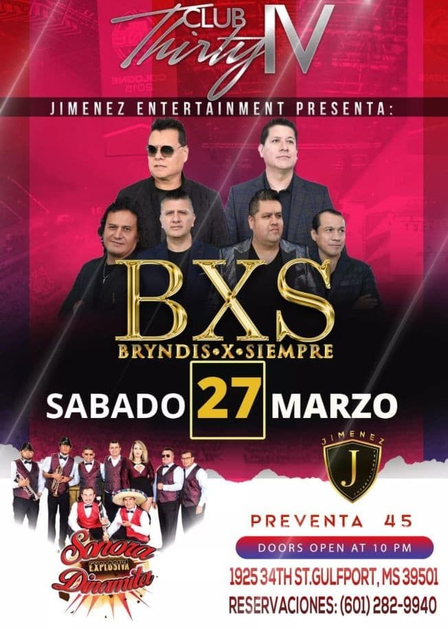 Event - BXS Brindis X Siempre y La Sonora Explosiva Dinamita en Vivo! - Gulfport, Mississippi - March 27, 2021 | concert tickets