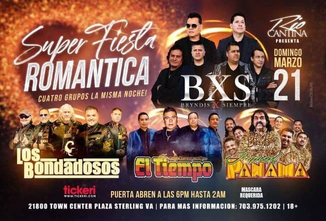 Event - BXS Bryndis X Siempre, Los Bondadosos, El Tiempo de Hugo Gomez y Tropical Panama en Vivo! - Sterling, Virginia - March 21, 2021 | concert tickets