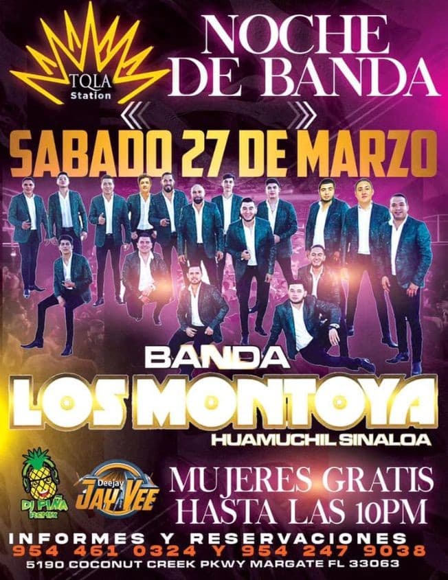 Event - Noche de Banda junto a la Banda Los Montoya Huamuchil Sinaloa! - Margate, Florida - March 27, 2021 | concert tickets