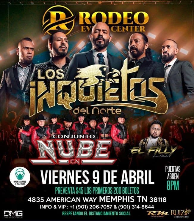 Event - Los Inquietos del Norte y Conjunto Nube en Vivo! - Memphis, Tennessee - April 9, 2021 | concert tickets