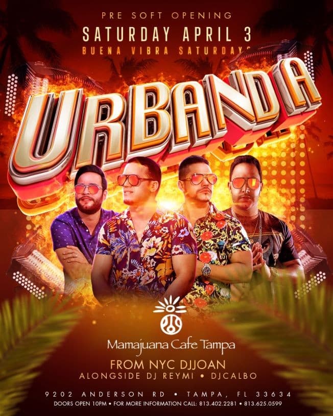 Event - Mamajuana Cafe Tampa Pre soft opening con Urbanda live - Tampa, Florida - April 3, 2021 | concert tickets