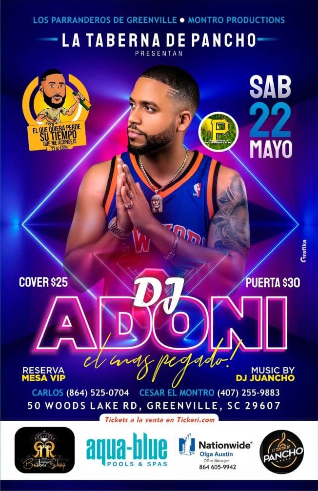 Event - DJ Adoni.... `` El que quiera perder su tiempo que me aconseje `` - Greenville, South Carolina - May 22, 2021 | concert tickets