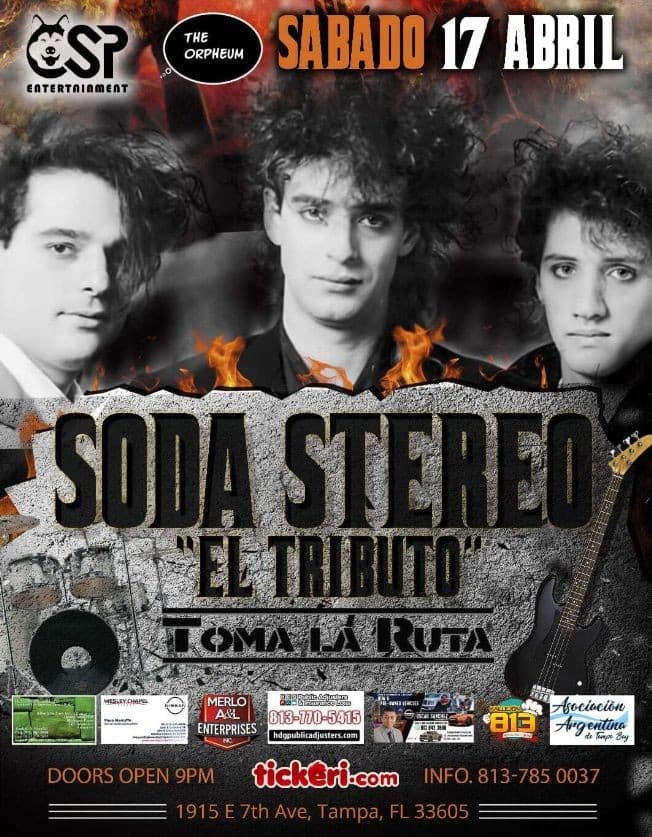 Event - Soda Stereo "El Tributo" - Tampa, Florida - 17 de abril de 2021 | concert tickets