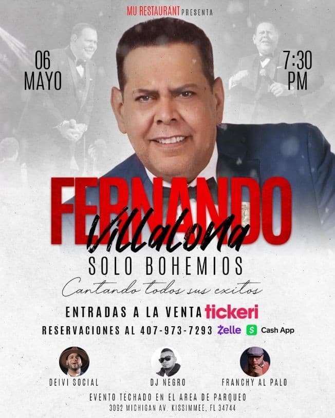 Event - Fernando Villalona - Solo en Bohemios - Cantando Todos Sus Exitos - Kissimmee, Florida - May 6, 2021 | concert tickets