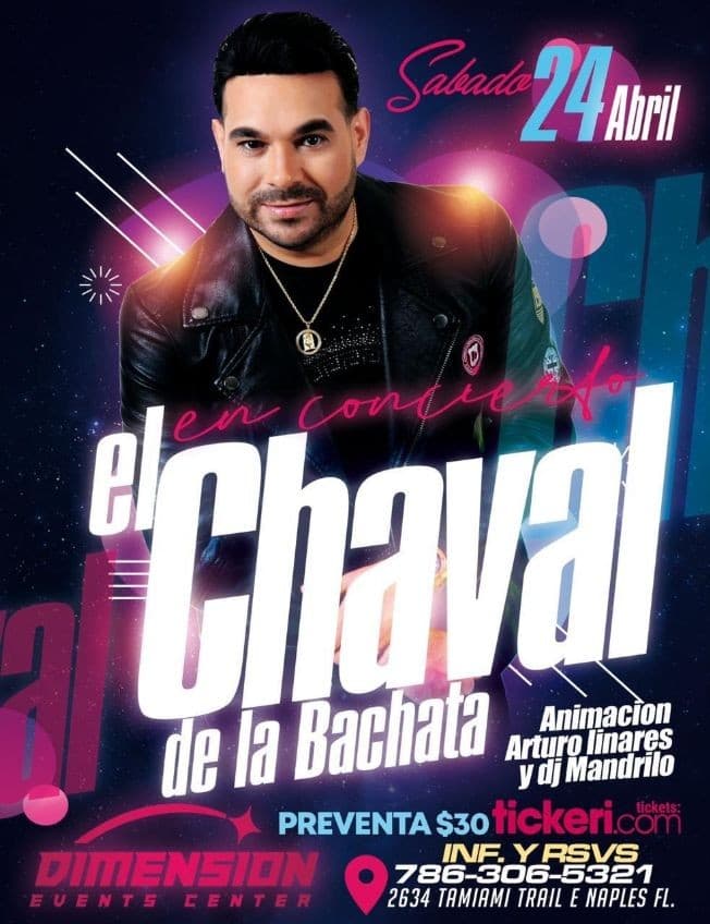 Event - El Chaval de la Bachata en Concierto! - Naples, Florida - April 24, 2021 | concert tickets