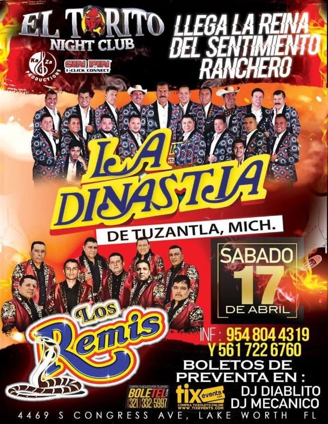 Event - La Dinastia de Tuzantla Michoacan y Los Remis en Vivo! - Lake Worth, Florida - April 17, 2021 | concert tickets