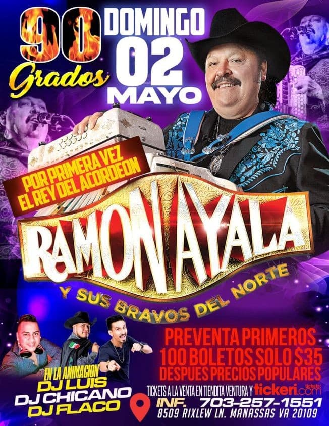 Event - Ramon Ayala y Sus Bravos del Norte en Vivo! - Manassas, Virginia - May 2, 2021 | concert tickets