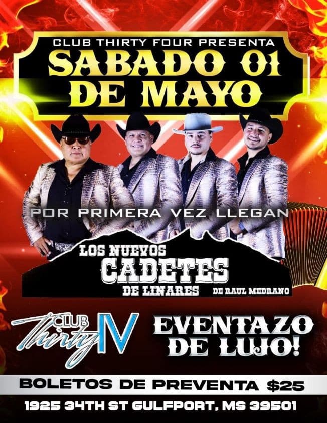 Event - Los Nuevos Cadetes de Linares en Vivo! - Gulfport, Mississippi - May 1, 2021 | concert tickets