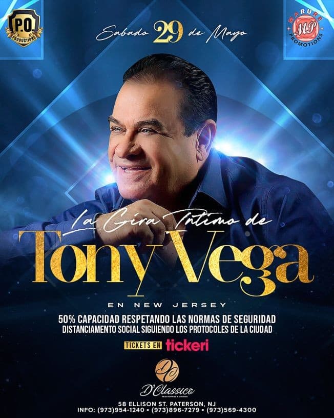 Event - TONY VEGA EN NEW JERSEY - Paterson, New Jersey - May 29, 2021 | concert tickets